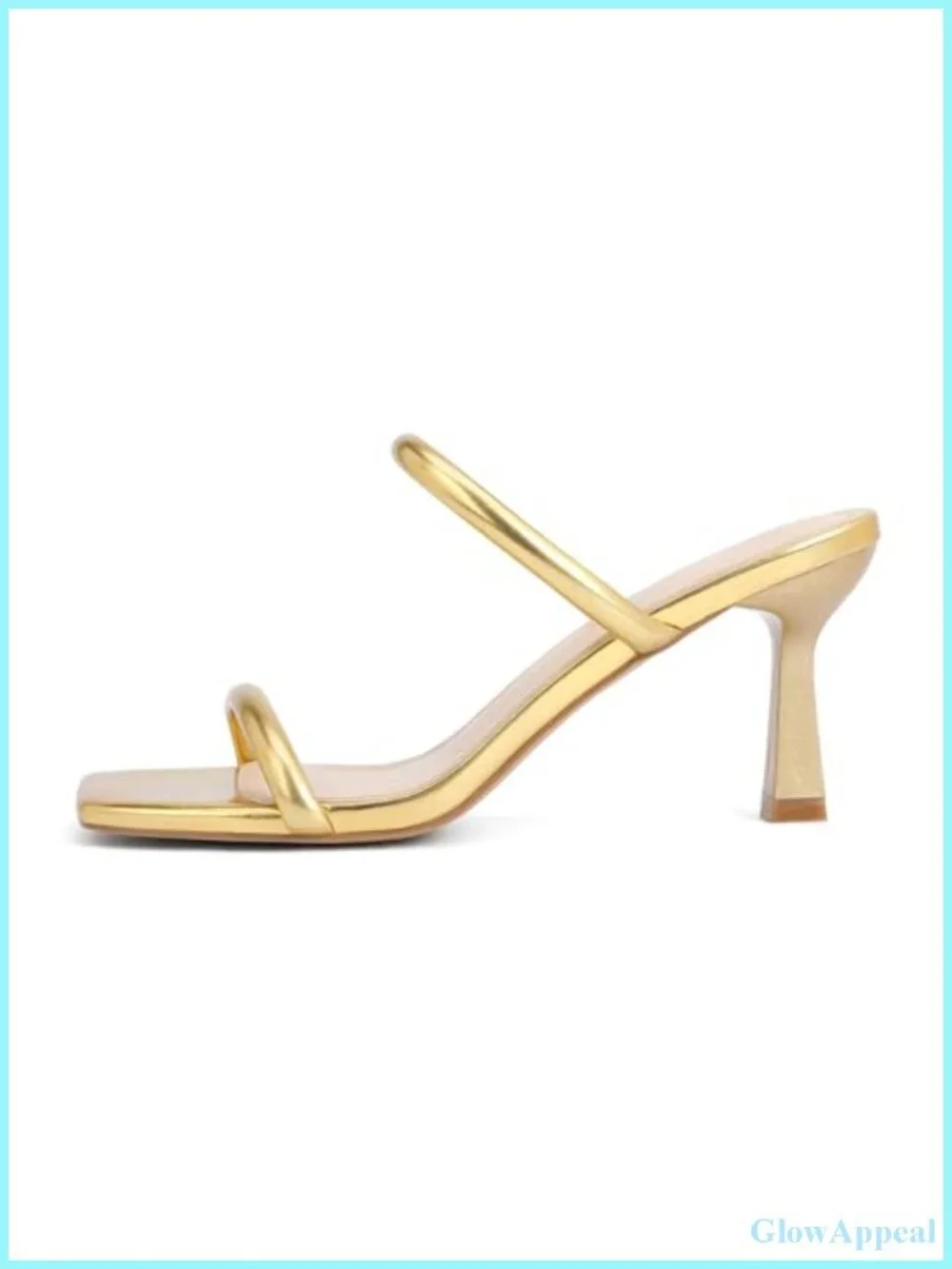 Women's Two Strap Kitten Heel Sandals Square Toe Slip-On Mule